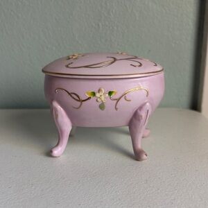 Antique Victorian Style Palais Royal Trinket Box with Queen Anne Legs